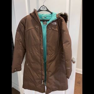 The north face chocolate brown puff coat